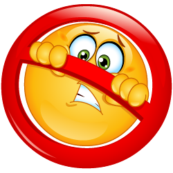 An Emojicon holding the not permitted symbol, a clear circle with a red border and a line going diagonally through the circle