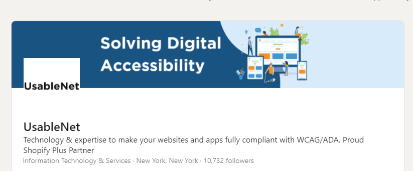 screenshot of usablenet's linkedin profile