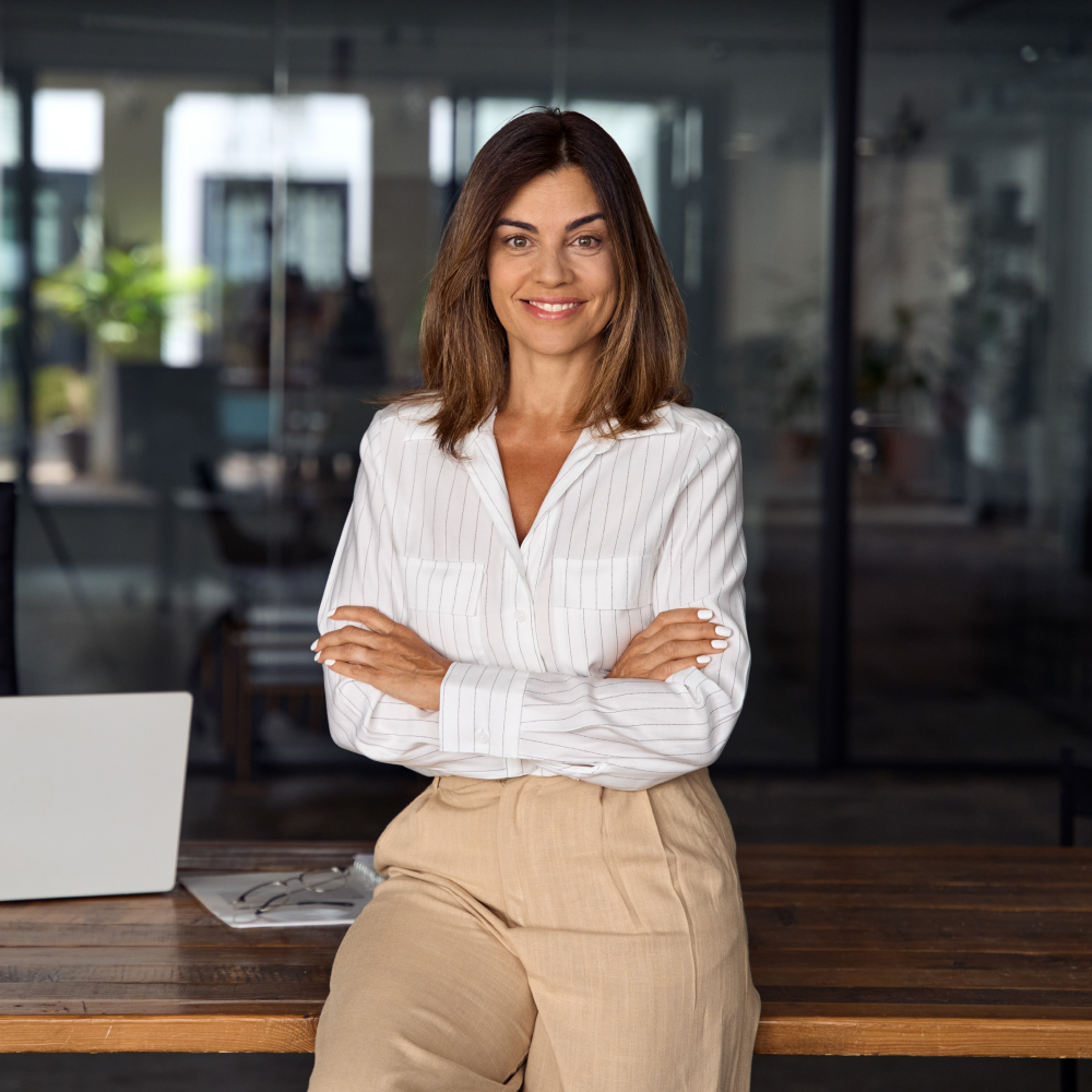 Business woman looking at the camera