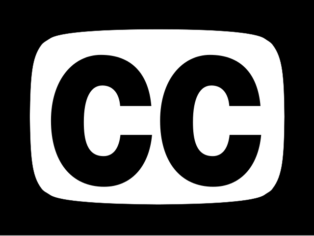 Closed captioning icon in black and white