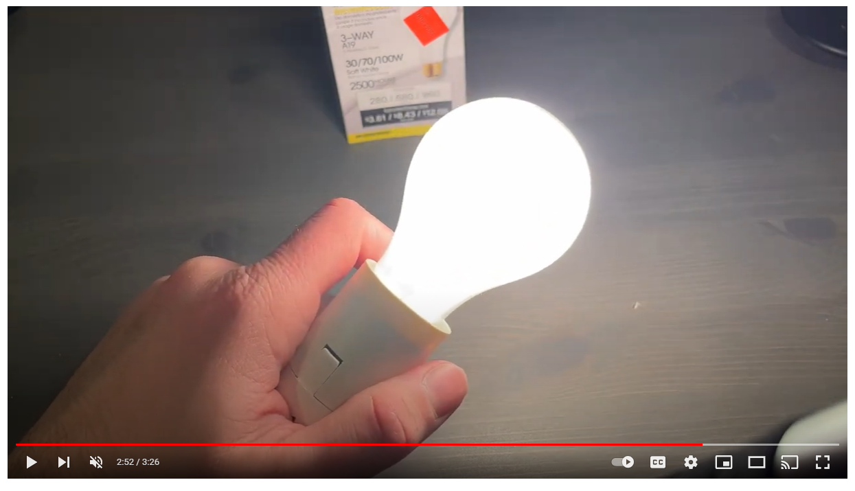 Screenshot of a video about a lightbulb posted by the guest blogger on youtube 